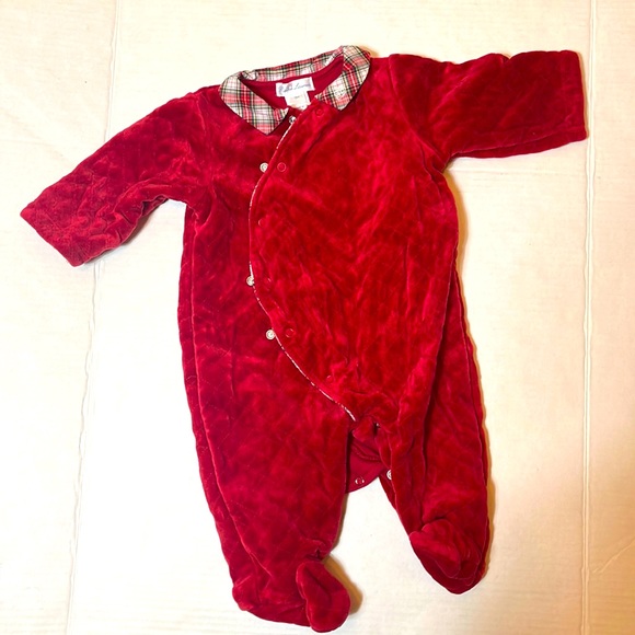 Ralph Lauren Baby Bunting w Tartan Plain Collar & Lining Size 9 Months - Picture 1 of 4